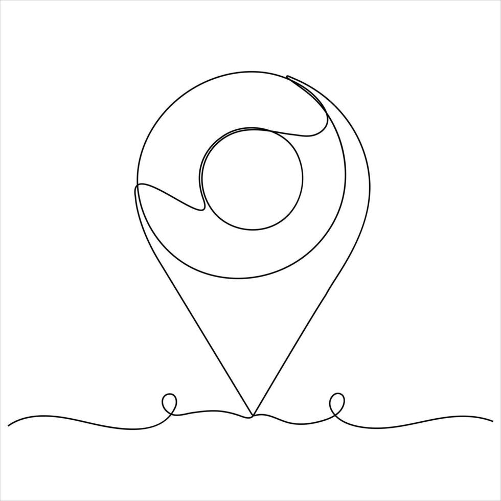 Minimalist Location Pin Icon continuous line drawing illustration vector