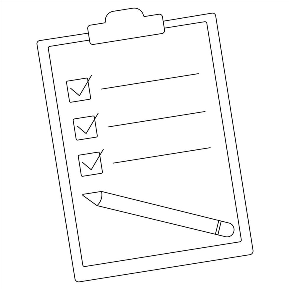Continuous one line drawing of Checklist with Pencil illustration vector