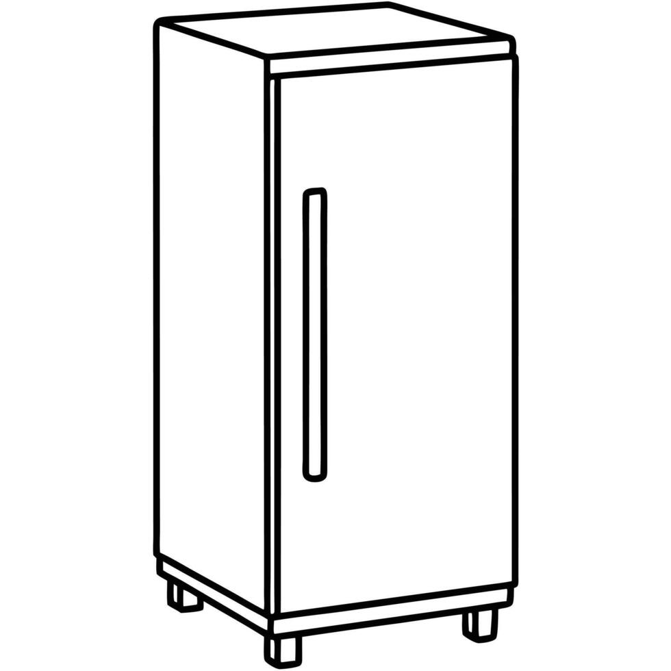 Minimalist Outline Illustration of a Refrigerator or Cabinet with Handle vector