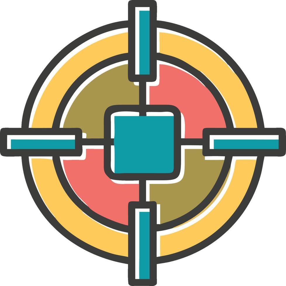 Colorful Target Icon with Teal Center and Gold Outer Ring vector