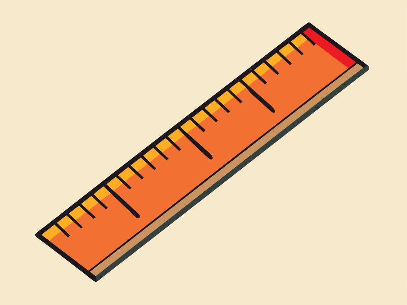 Orange Ruler with Black Markings on a Cream Colored Background vector