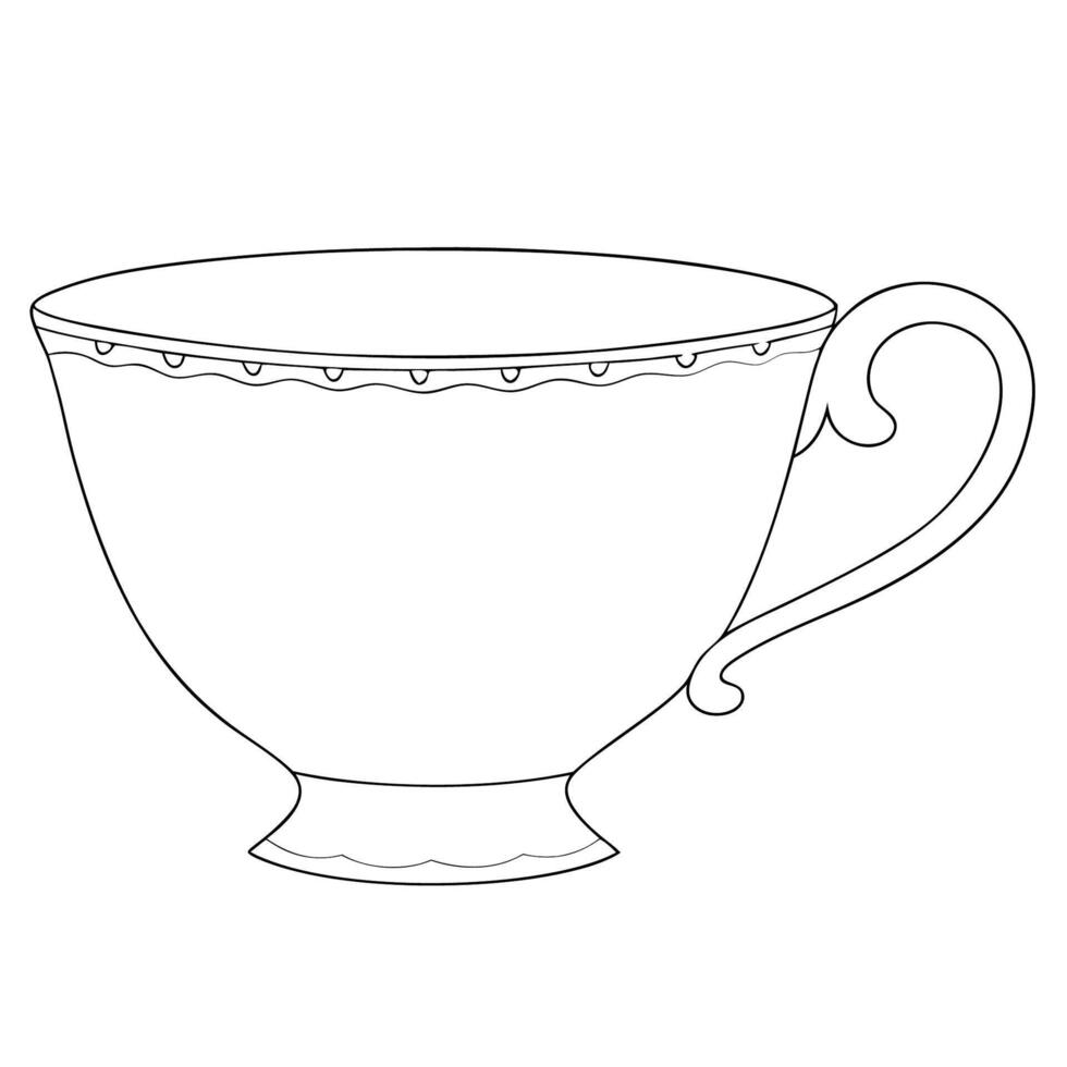 Elegant Teacup Outline with Decorative Trim and Handle Illustration vector