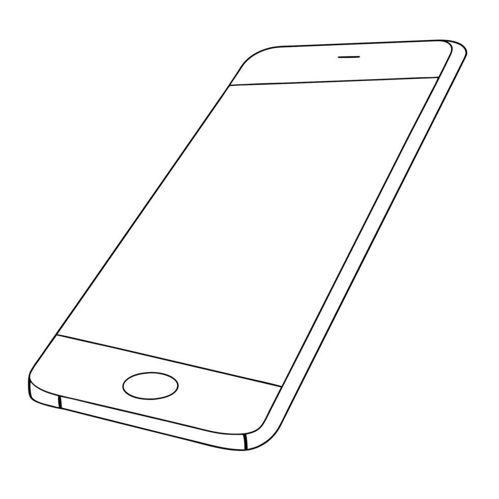 Simple Line Drawing of a Modern Smartphone with a Blank Screen vector