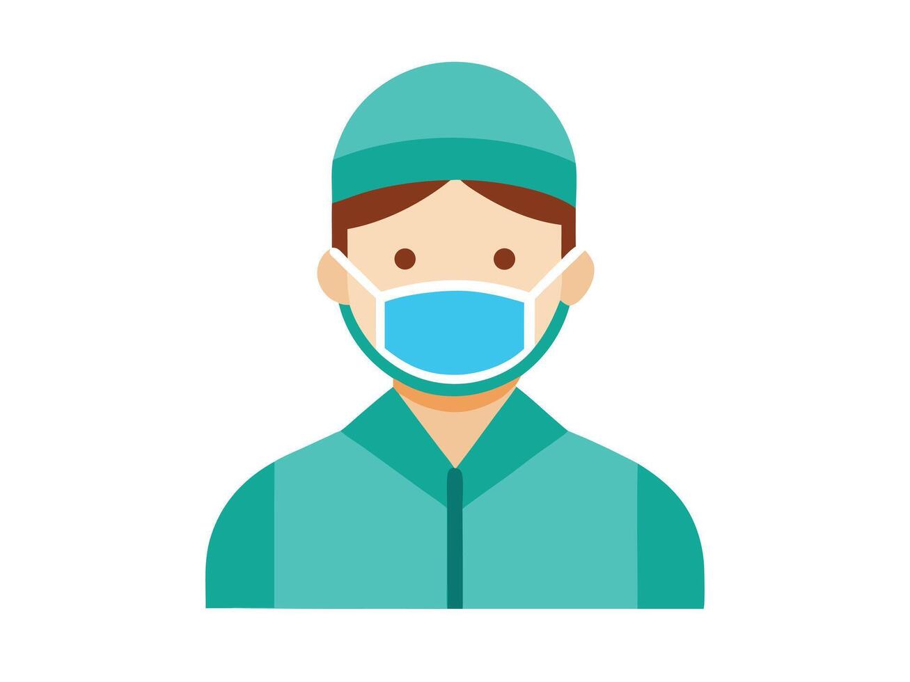 Illustration of a healthcare worker wearing surgical scrubs and a mask vector