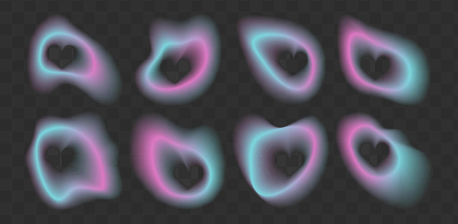 Heart frame with gradient blur. Abstract y2k color gradation in pink and blue. Soft aura effect for love design. Cute hologram blurry figure pack. Modern minimal Valentine ombre paint decoration. vector