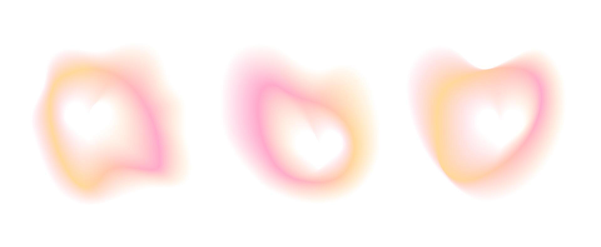 Aura gradient blur frame. Pink and yellow abstract gradation with watercolor soft mesh effect. Aesthetic Valentine liquid ombre figure for decoration. Blurry love modern paint design pack vector
