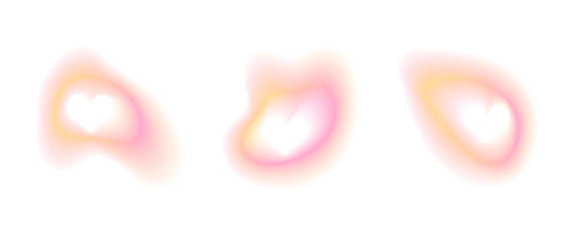 Y2k gradient blur frame. Pink and yellow abstract aura with watercolor soft mesh gradation. Aesthetic Valentine ombre figure for decoration. Minimal blurry love modern paint design pack. vector