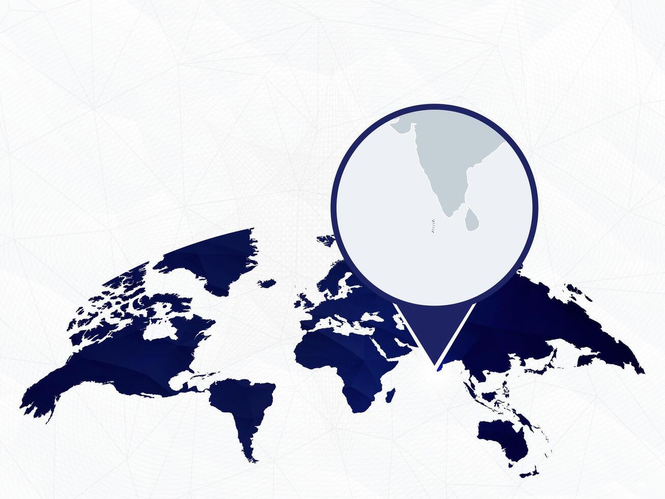 Maldives detailed map highlighted on blue rounded World Map. vector