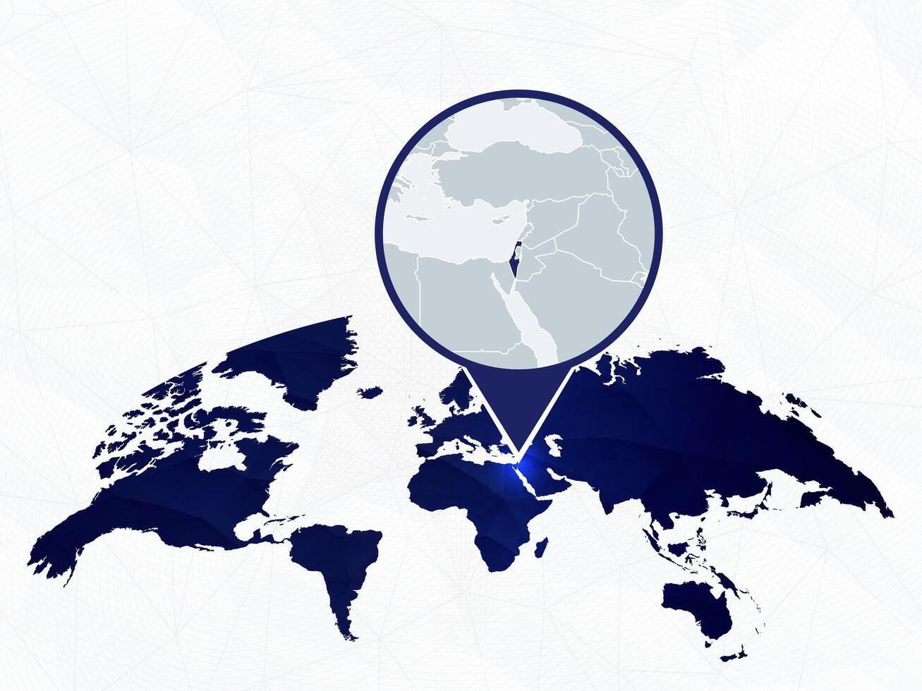 Israel detailed map highlighted on blue rounded World Map. vector