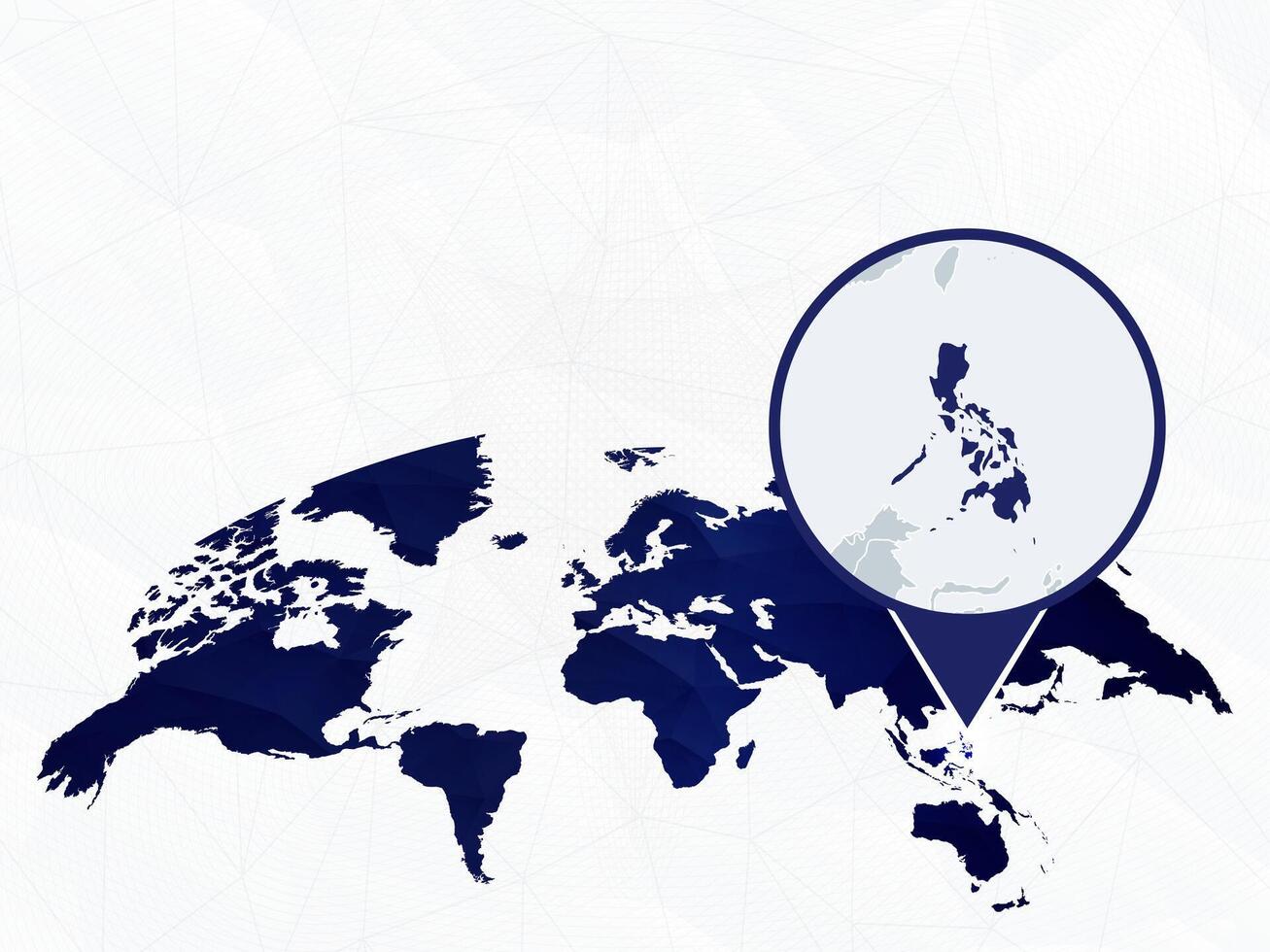 Philippines detailed map highlighted on blue rounded World Map. vector