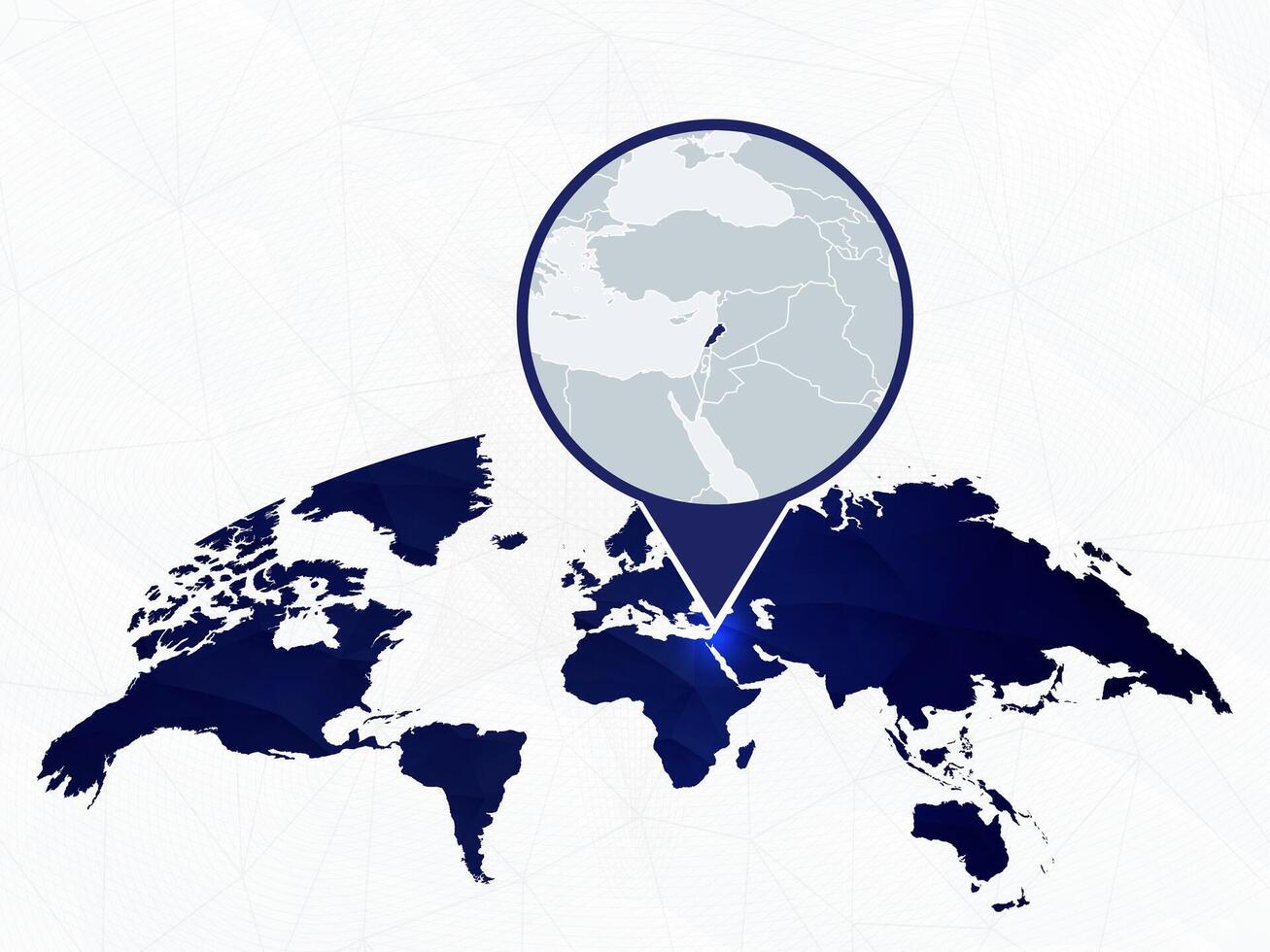 Lebanon detailed map highlighted on blue rounded World Map. vector