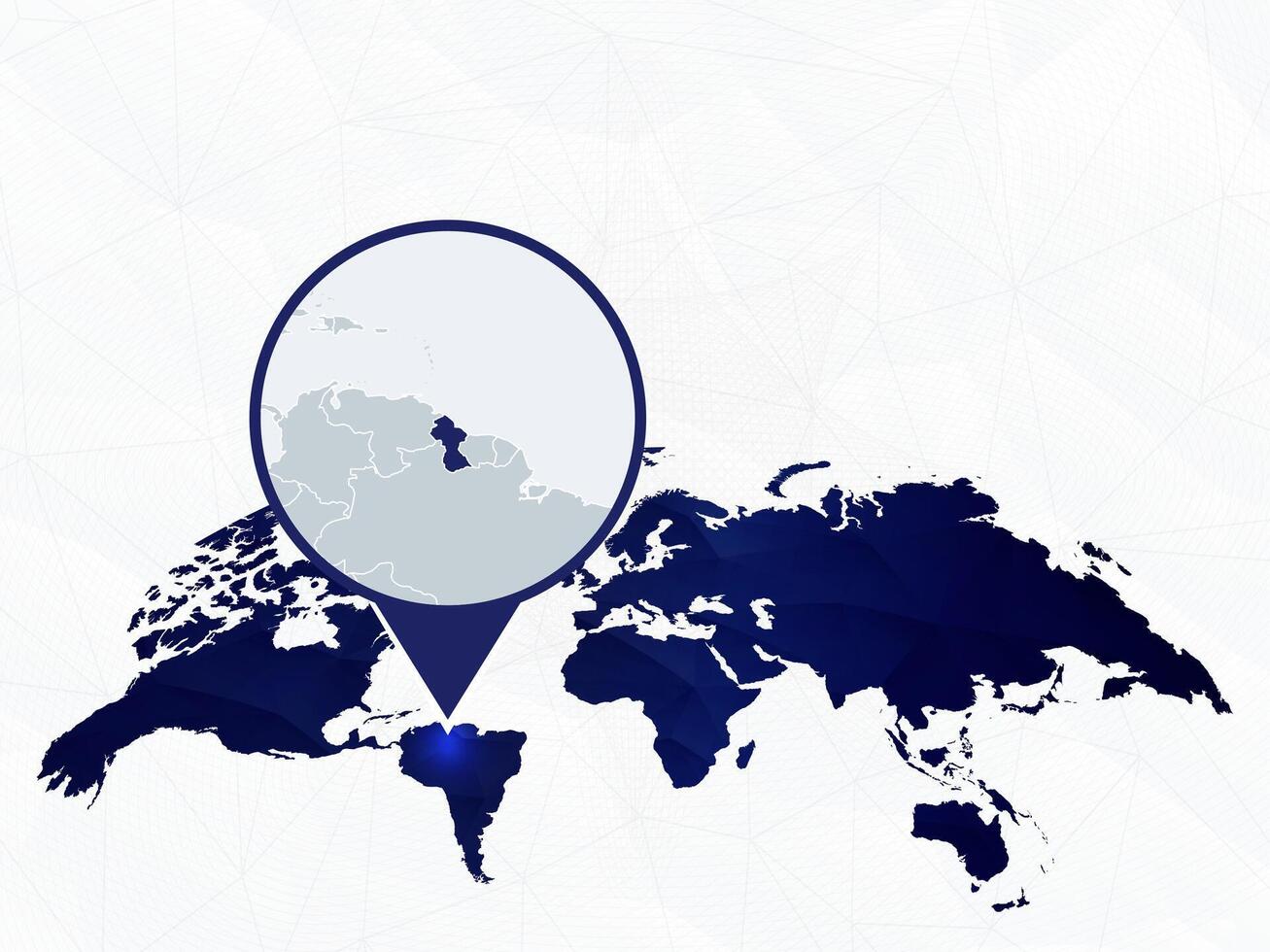 Guyana detailed map highlighted on blue rounded World Map. vector