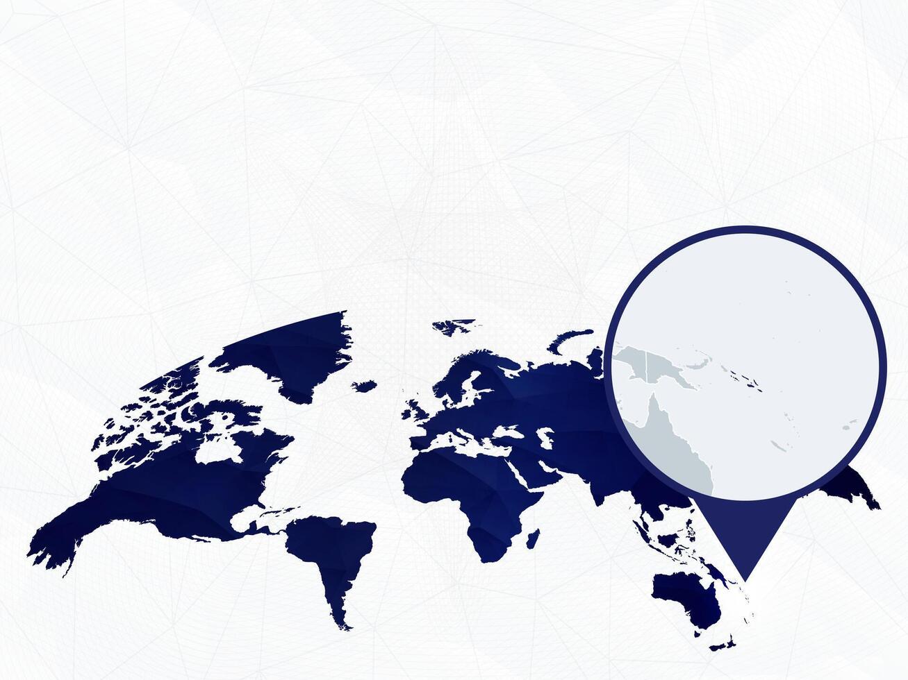 Solomon Islands detailed map highlighted on blue rounded World Map. vector