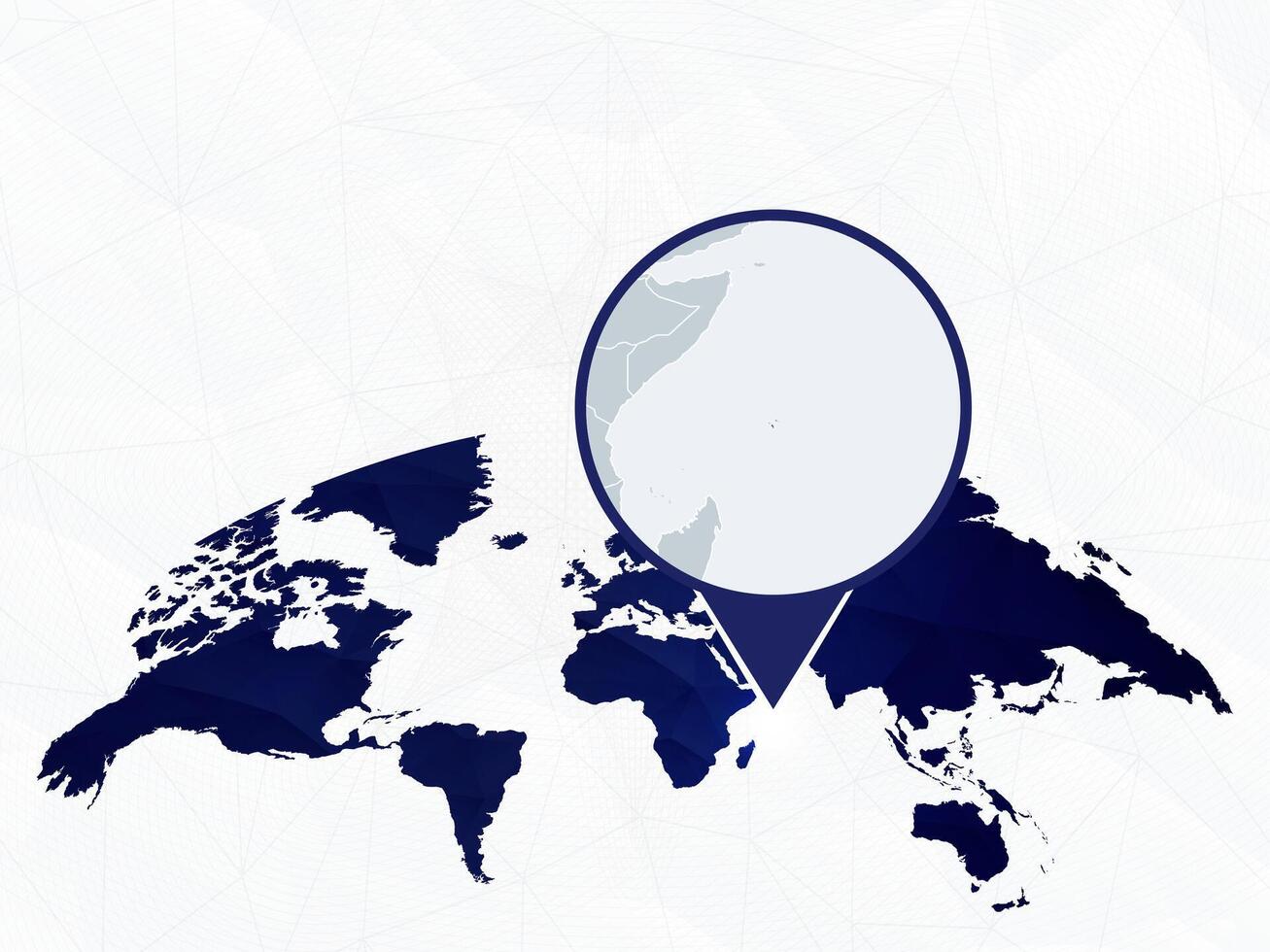 Seychelles detailed map highlighted on blue rounded World Map. vector