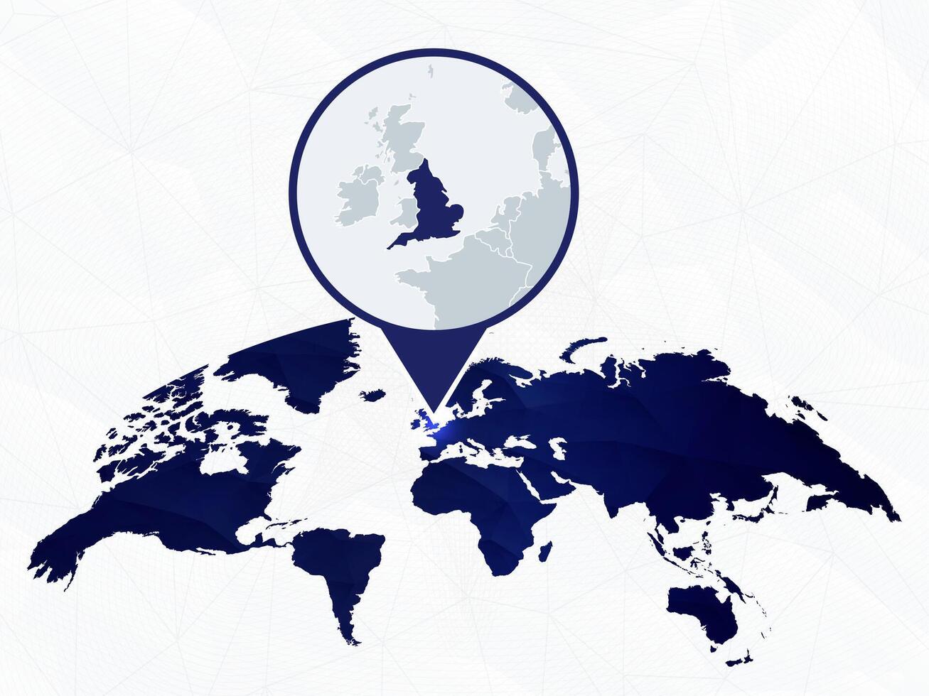 England detailed map highlighted on blue rounded World Map. vector