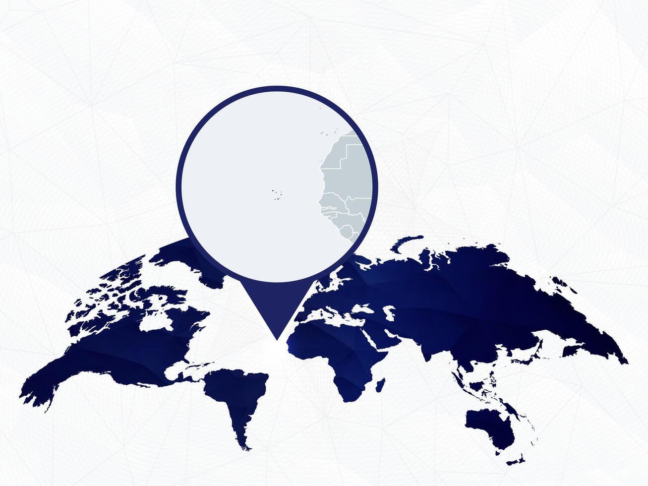 Cape Verde detailed map highlighted on blue rounded World Map. vector