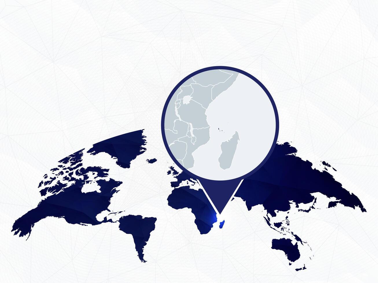 Comoros detailed map highlighted on blue rounded World Map. vector