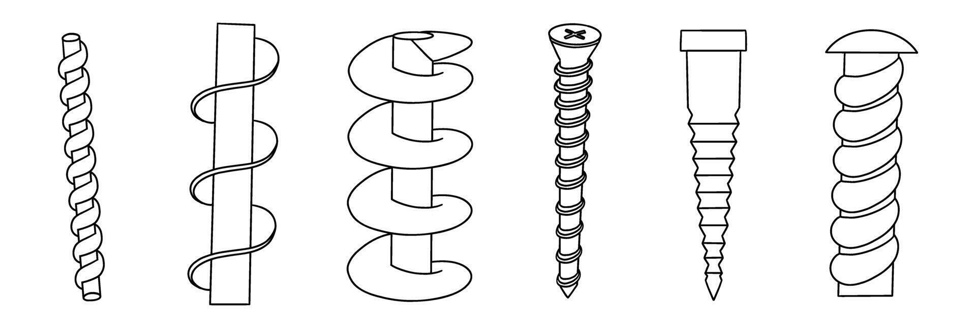 Archimedes screw outline icon set vector