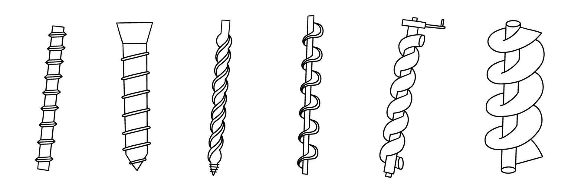 Archimedes screw line icon set vector