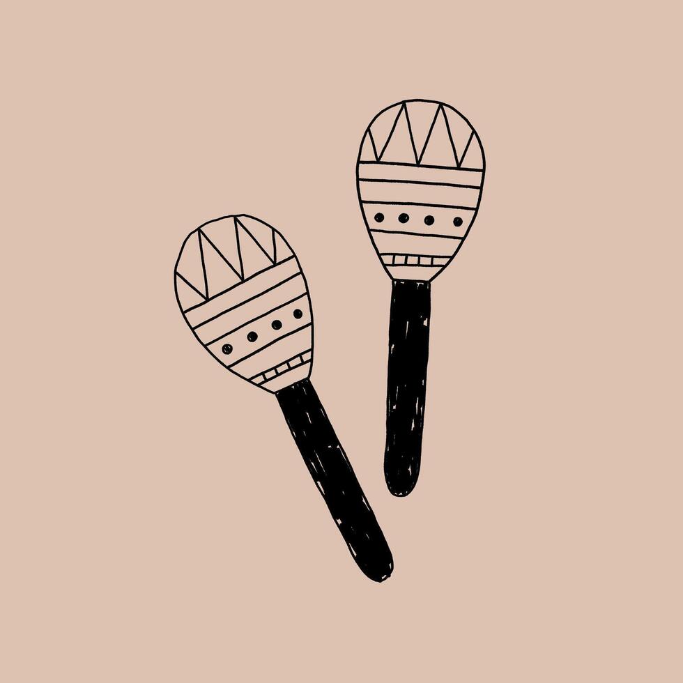 Cinco de Mayo Mexican Folk Maracas vector