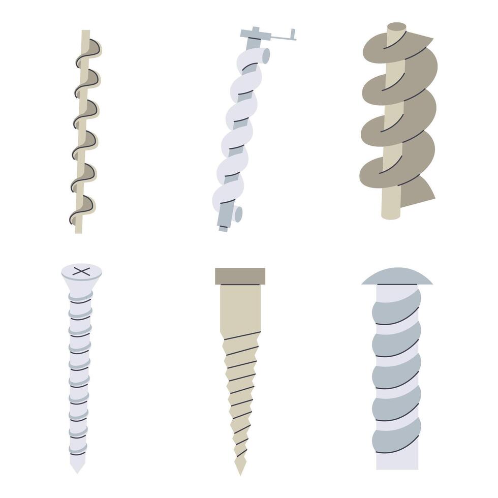 Archimedes screw simple flat icon set vector