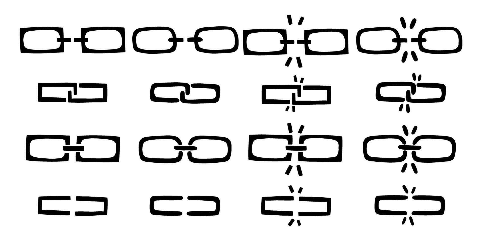 Break chain link icon set vector