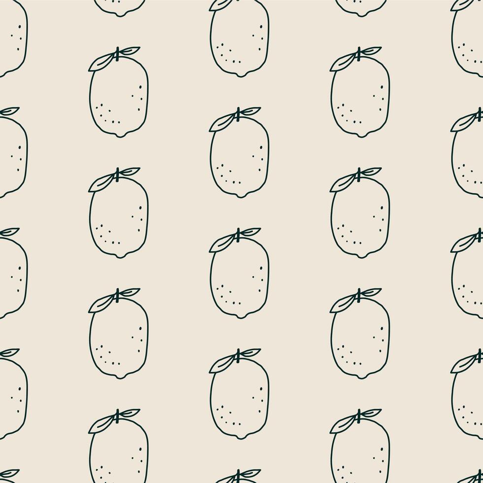 Hand Drawn Fruit Lemon Minimal Pattern vector