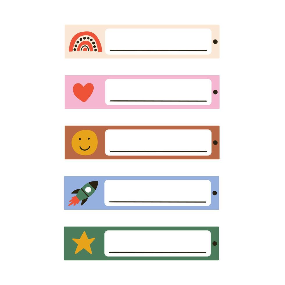 School name tag funny sticker set vector