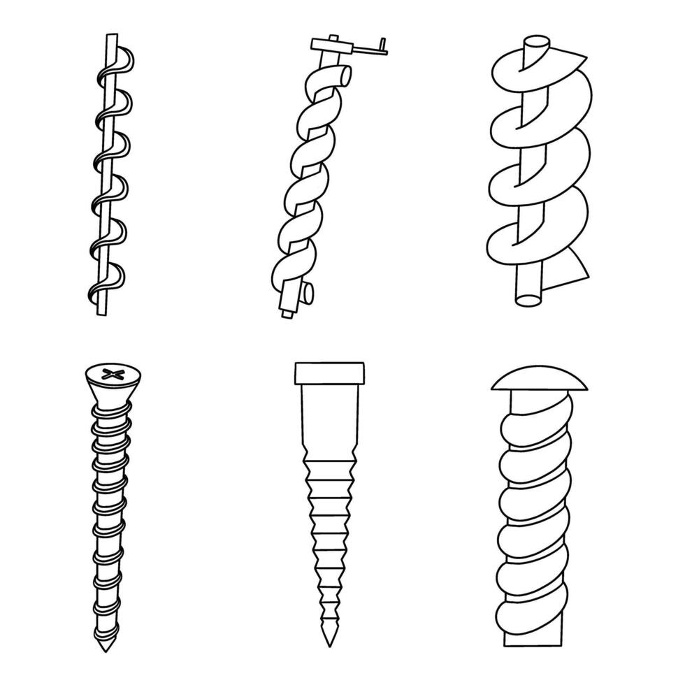 Archimedes screw simple icon set vector