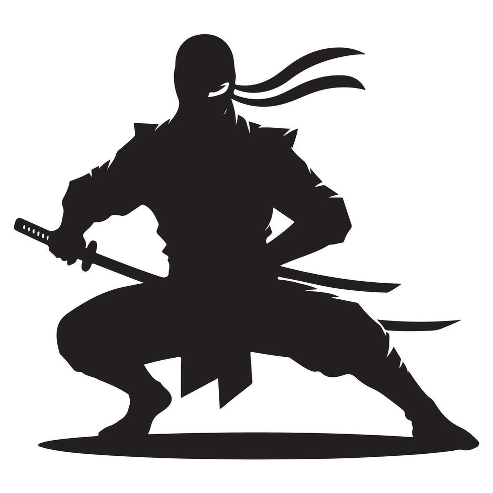 Ninja Silhouette Icon on White Background vector