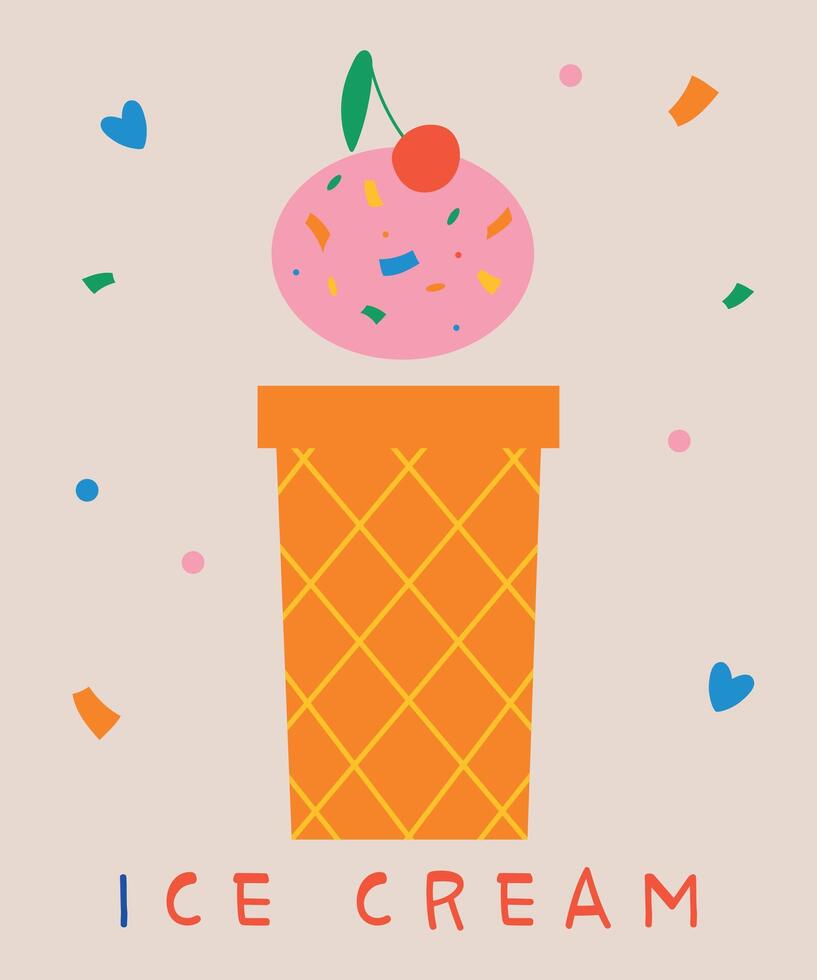 Letter I in the form of ice cream. Ideal for children's educational materials vector