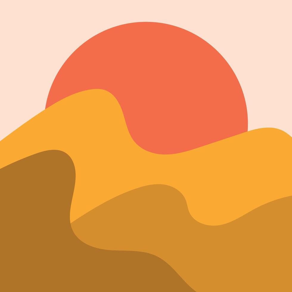 Abstract Sunset Over Rolling Hills Illustration. vector