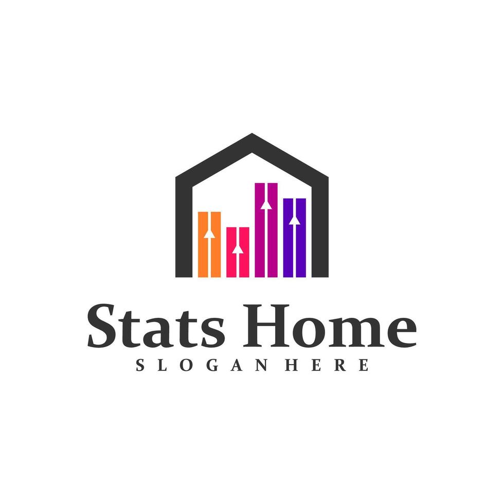 Home Stats logo design concept . Stats House Logo Design Template. vector