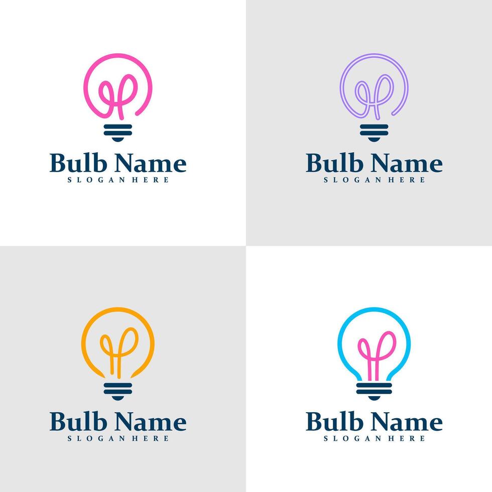 Set of Bulb logo design concept . Bulb Logo Design Template. vector