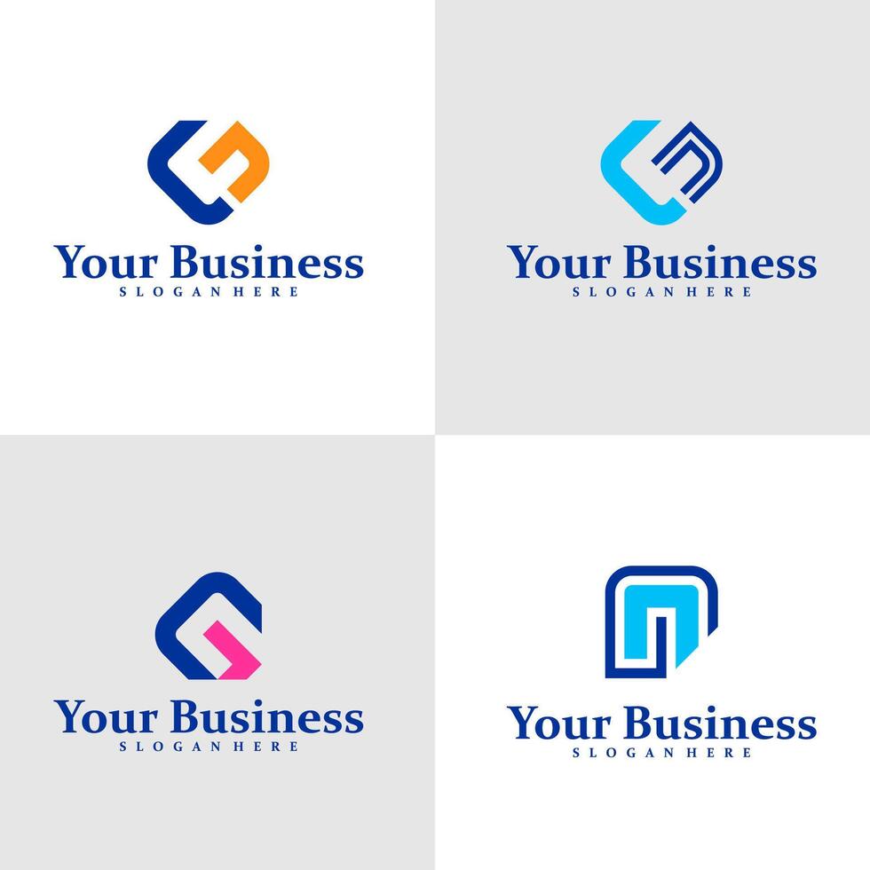 Set of Initial G N logo design concept . GN Logo Design Template. vector