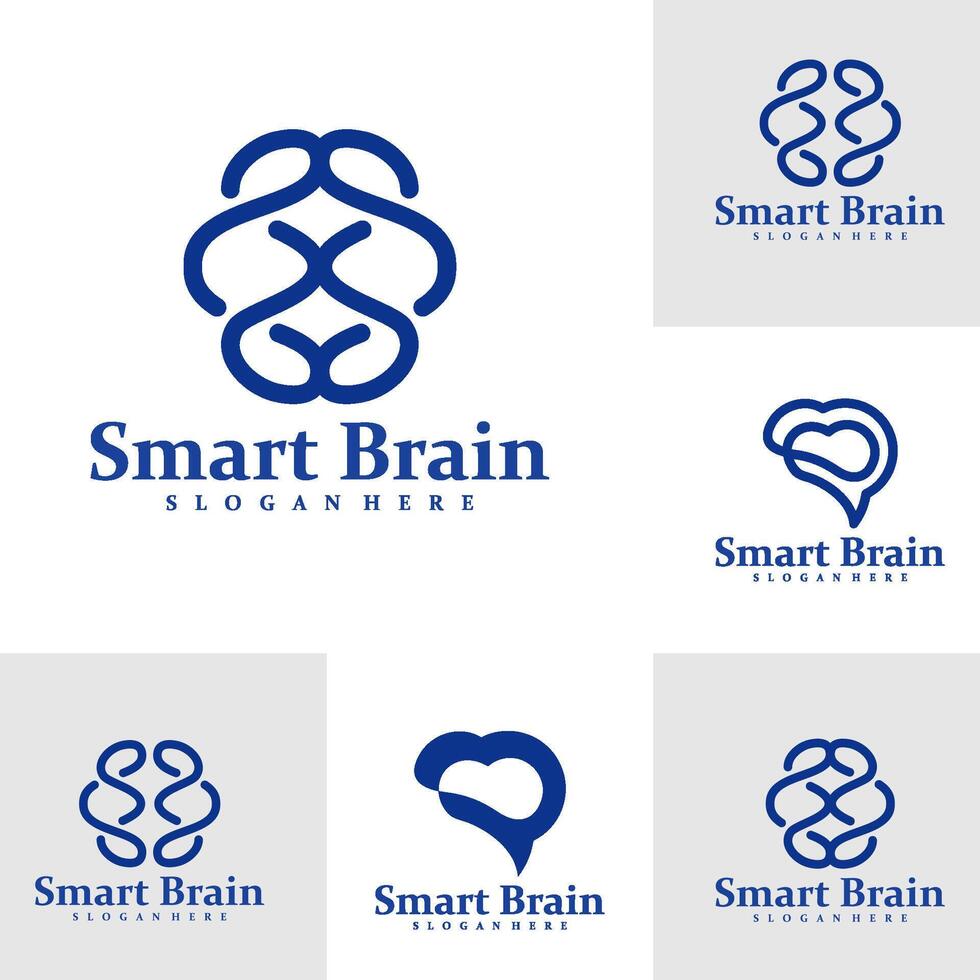 Set of Brain logo design concept . Brain Care Logo Design Template. Creative Symbol. Icon vector