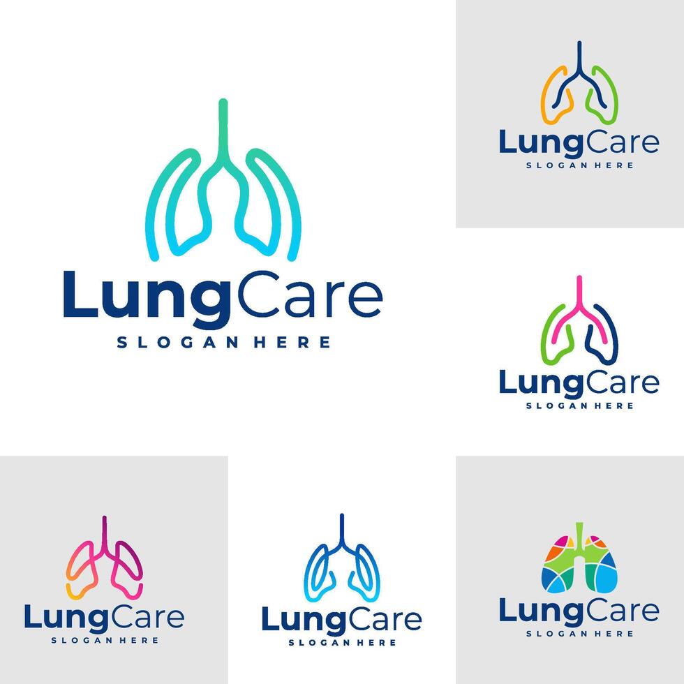 Set of Lung logo design concept . Lung Care Logo Design Template. vector