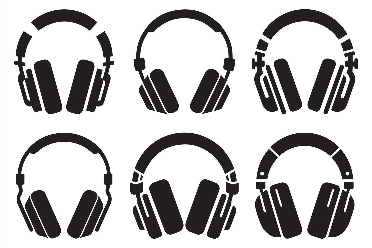 Different Designs and Shapes of Headphones for Audio and Music vector