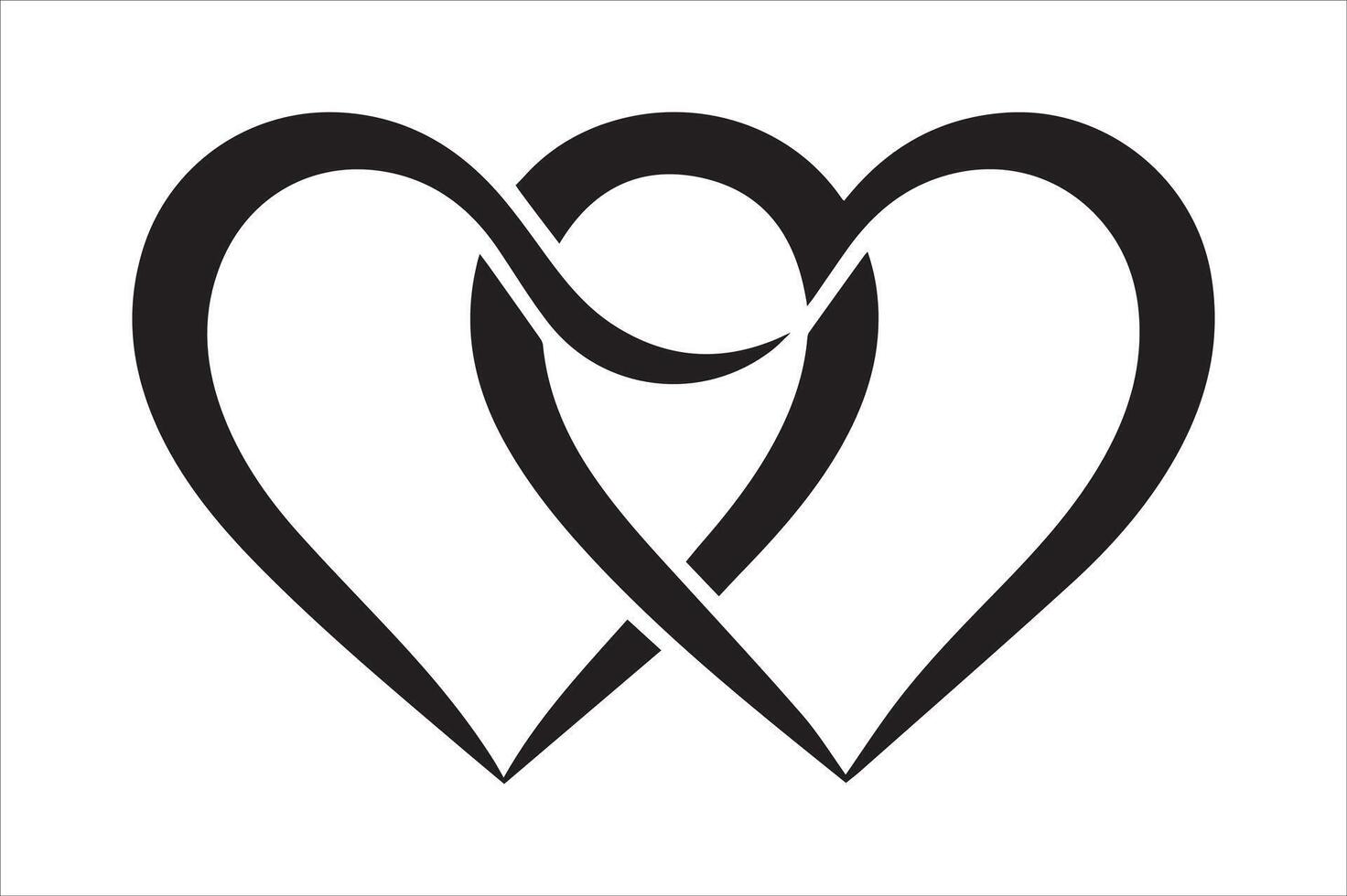 Two Intertwined Hearts Representing Love Connection Commitment and Eternal Devotion vector