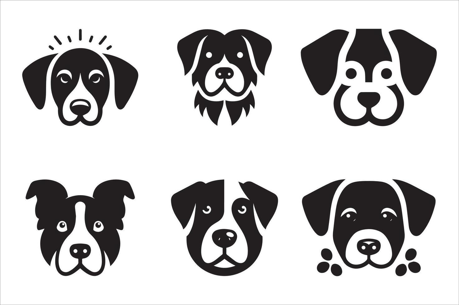A Collection of Dog Breed Head Icons Perfect for Designs vector