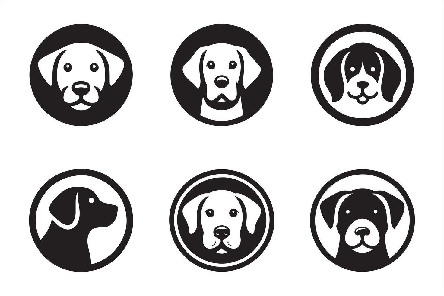 A Group of Dog Breeds Heads Logos within Circles vector