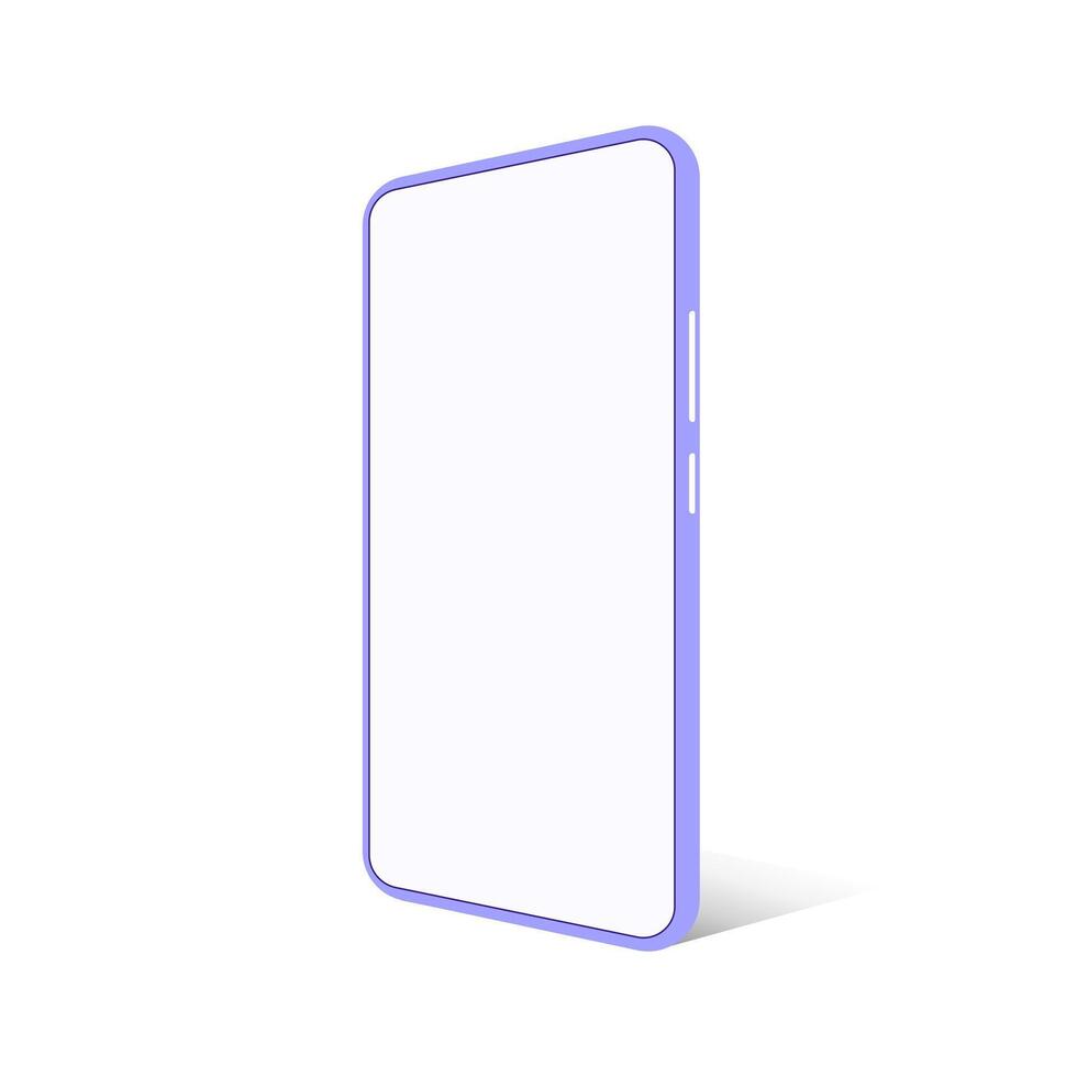 Smartphone perspective mockup with blank screen on isolated background. vector