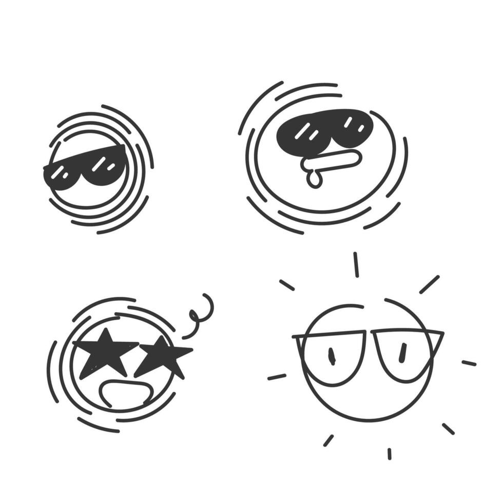 a set of four different emoticons sun with sunglasses vector