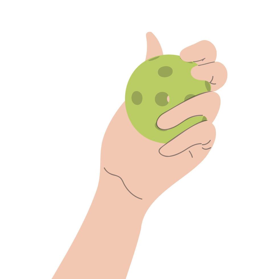 Hand holding pickleball ball vector