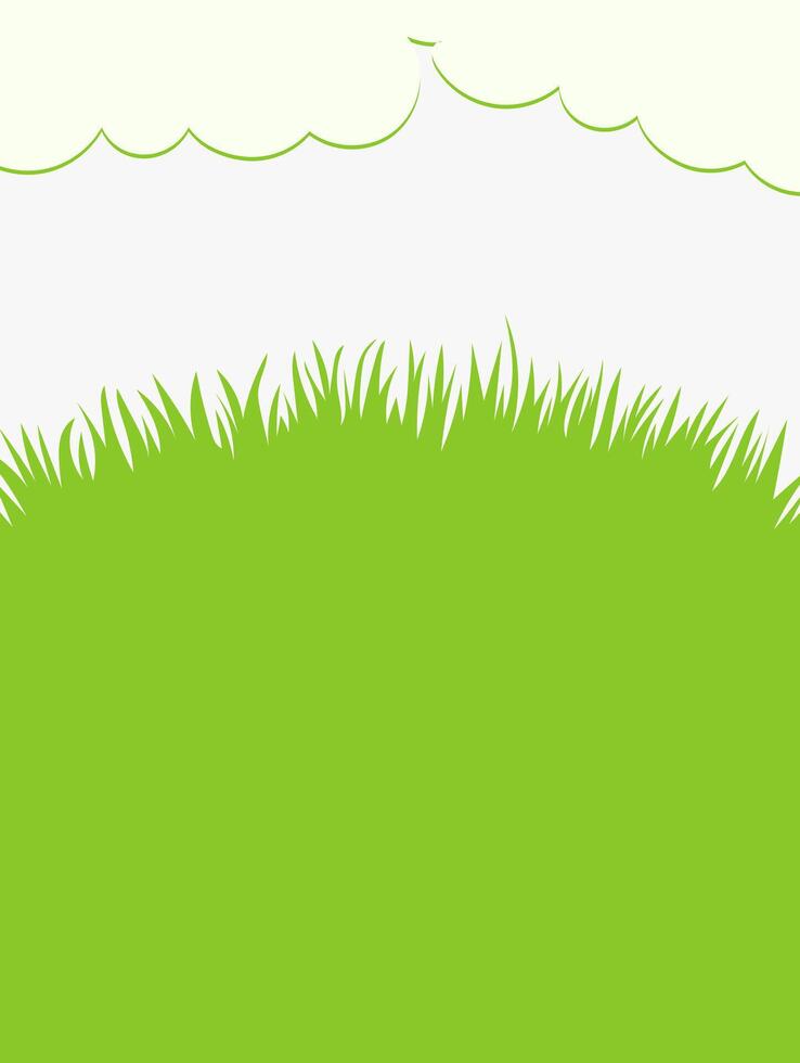 Green Grass, White Cloud, Nature Template, Text Space, Spring Design, Fresh Background, Lorem Ipsum, vector