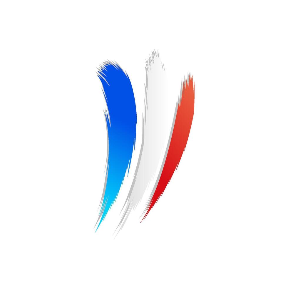 French Flag Abstract Art Blue, White, Red, Brush Strokes, Design, Symbol, Nation, Patriotism, Graphic vector