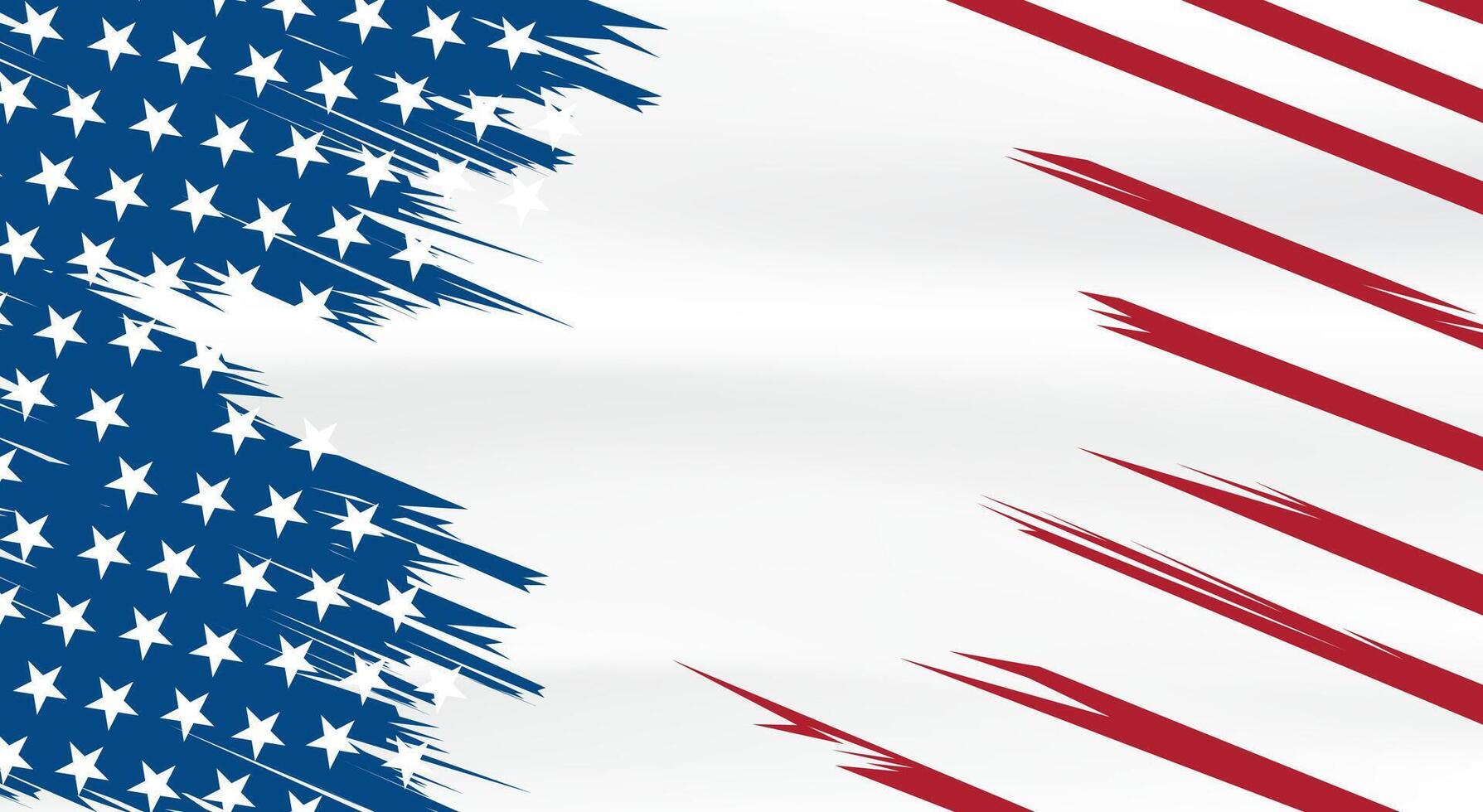 Abstract American Flag Design Stars, Stripes, Grunge, Patriotic, Brushstrokes, Independence Day, USA vector
