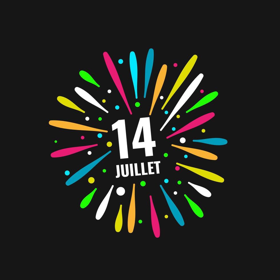 Bastille Day Fireworks 14 Juillet Celebration, France, Party, Colorful, Festive, Explosions, Design, vector