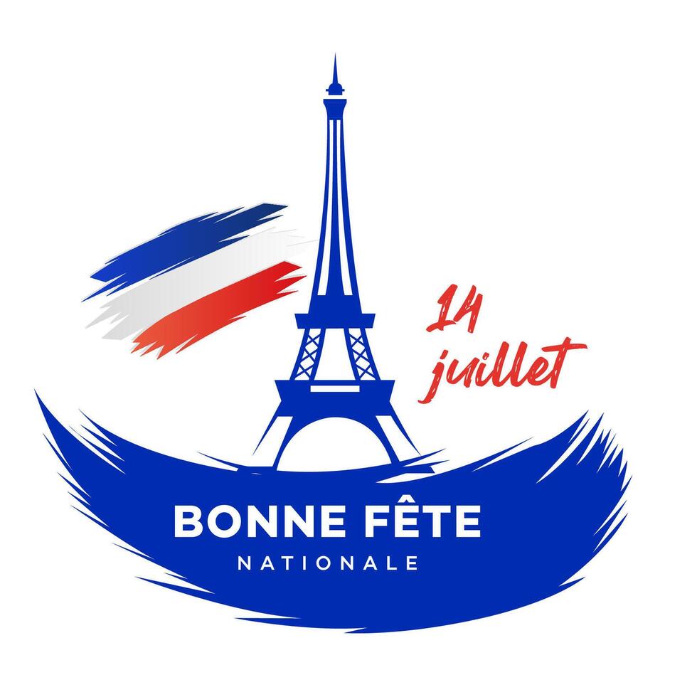 France Bastille Day 14 Juillet Bonne Fte Nationale Eiffel Tower vector