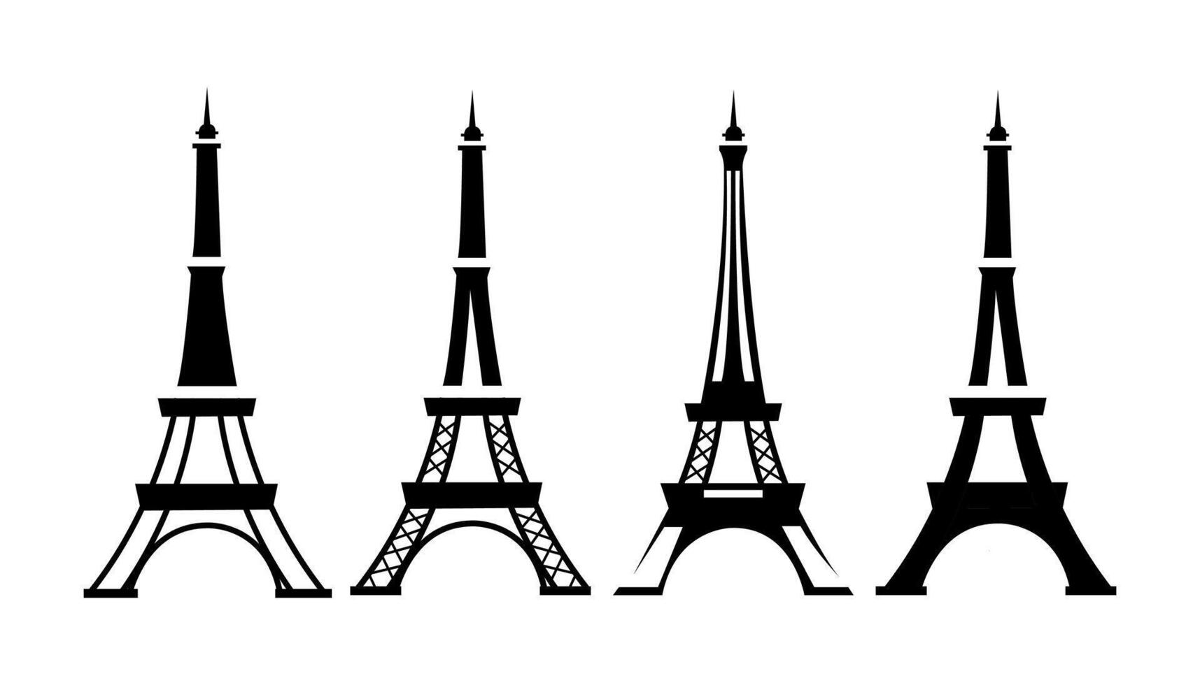Eiffel Tower Variations Iconic Parisian Landmark Silhouettes vector